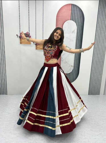 Multicolor Pure Rayon Navratri Lehenga Choli